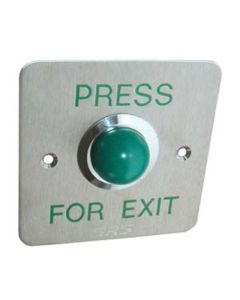SRS Sml Green Dome Stnls. Steel Press To Exit Button Flush Single Gang