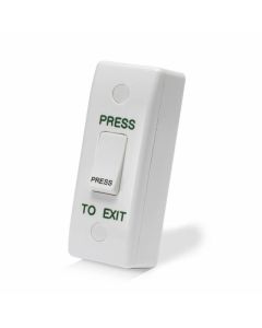 SRS Gloss White Plastic Press To Exit Button, Surface Mount