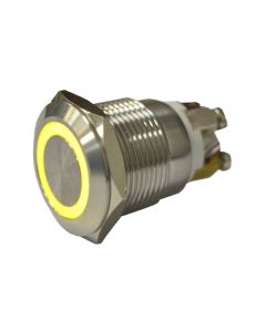 SRS 19mm Stainless Steel, Vandal Resistant Button with Yellow LED