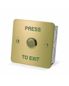SRS Flush Single Gang Brushed Brass PRESS TO EXIT Button
