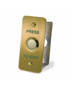 SRS Narrow Brushed Brass Press To Exit Button for Flush Mounting