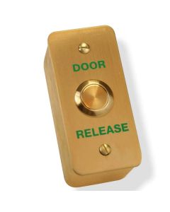 SRS Narrow Brushed Brass Door Release Button, Surface