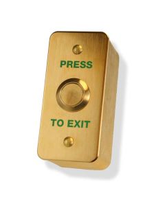 SRS Narrow Brushed Brass Press To Exit Button, Surface