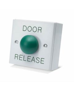 SRS Gloss White Plastic Green Dome Door Release Button, Surface Mount