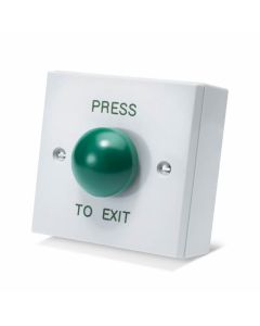 SRS Gloss White Plastic Green Dome Press To Exit Button, Surface Mount