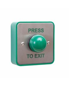 RGL stainless steel, green dome PRESS TO EXIT button (without collar)