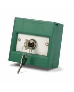 SRS Green Plastic Resettable Double Pole Key Switch, Surface Mount