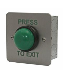 Videx Flush PRESS TO EXIT Stainless Steel Green Dome Button
