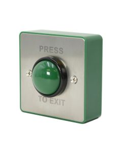 SRS Surface/Flush Stainless Steel Press To Exit, Green Dome Button