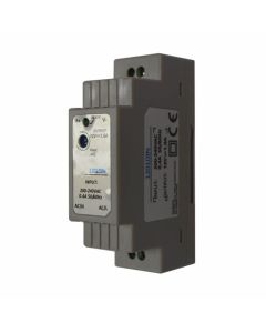 SRS 1201DIN 1.5 Amp DIN rail-mounted 12V DC power supply unit for electric devices.

