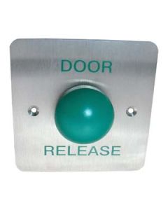 SRS Flush Single Gang Stainless Steel DOOR RELEASE Button, Green Dome