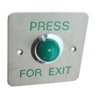 SRS Sml Green Dome Stnls. Steel Press To Exit Button Flush Single Gang