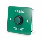 SRS Gloss Green Stainless Steel Press to Exit Button, Flush Mount