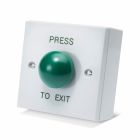 SRS Gloss White Plastic Green Dome Press To Exit Button, Surface Mount