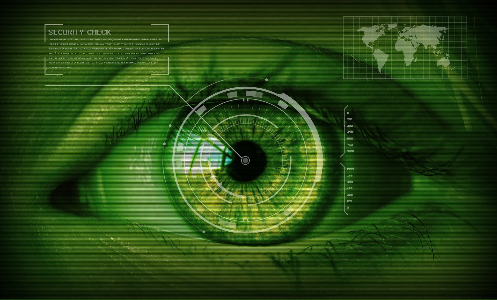 A graphic illustrating iris scanning for advanced security